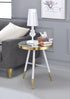 Mazon End Table, Antique Brass/White & Mirror